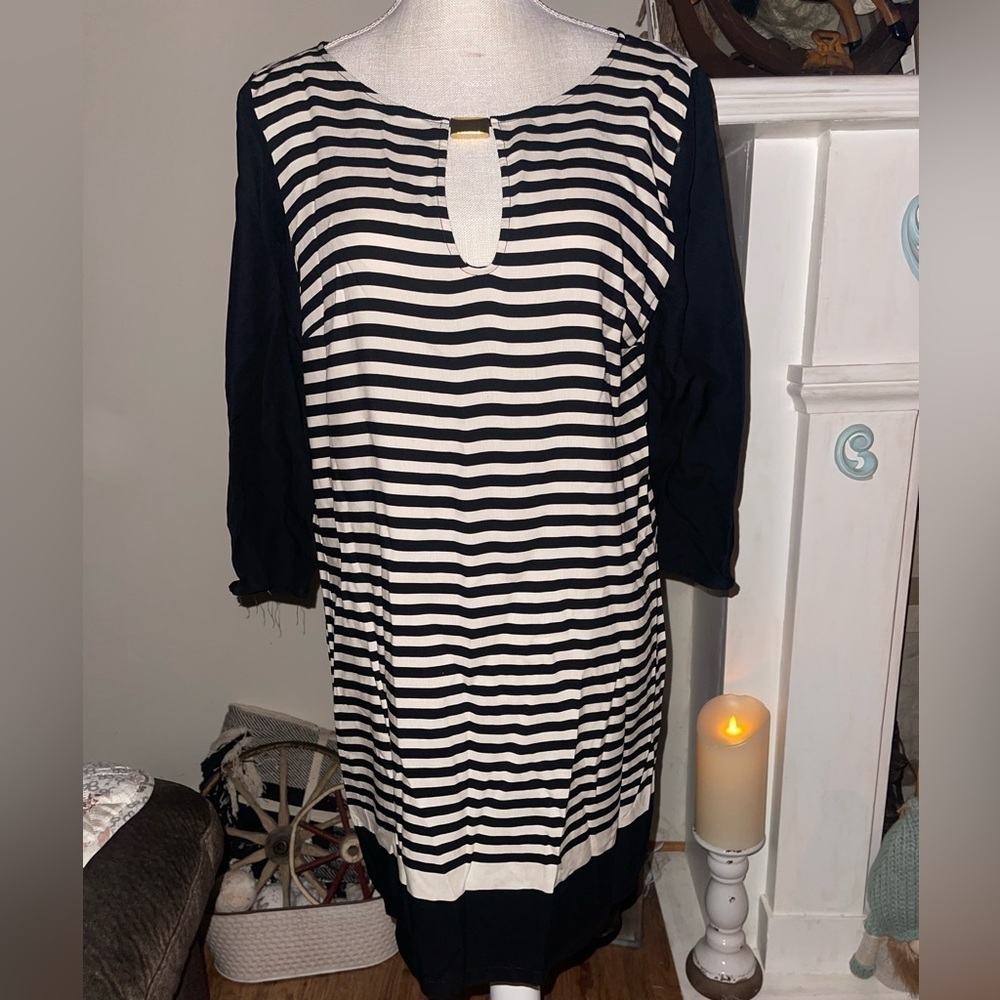 Zara Basic black and white striped dress. EUC great night out dress